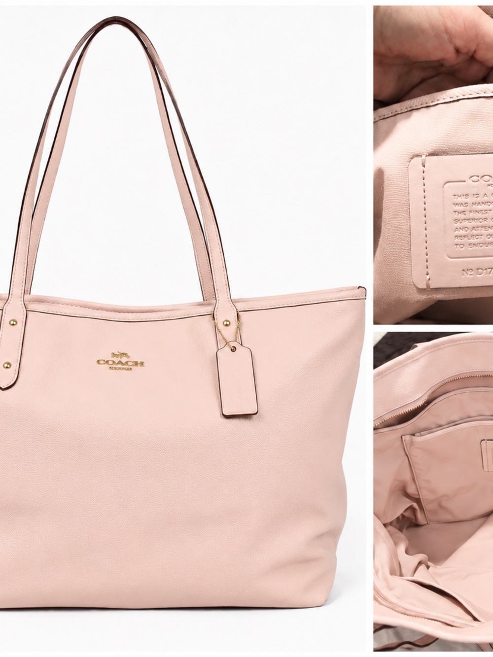 Coach Leather Tote Bag in Blush Pink